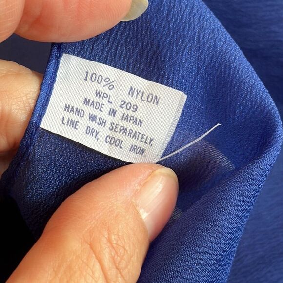 Vintage 60s/70s Durlacher & Co blue nylon chiffon square scarf - Picture 5 of 5